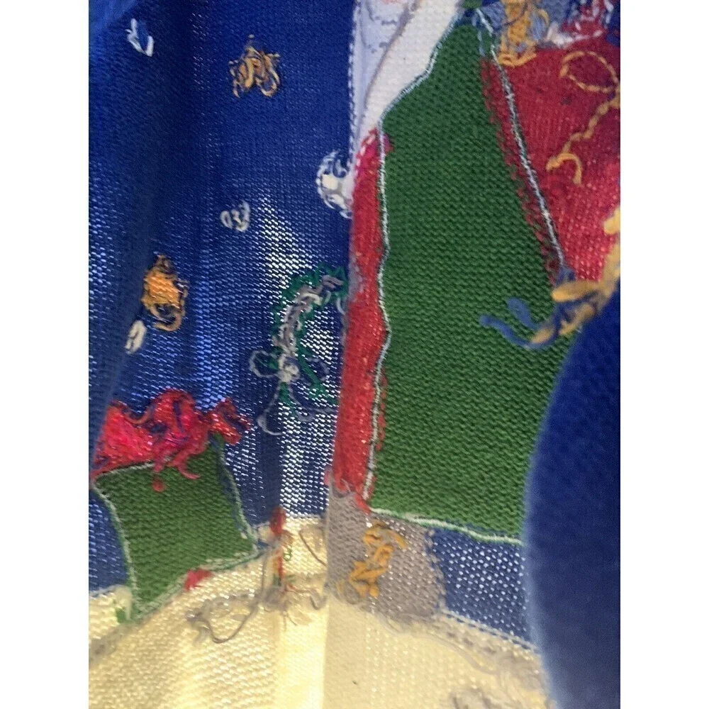 Vintage 90s Christmas Sweater Santa Clause Embroidered Northern Isles Size L